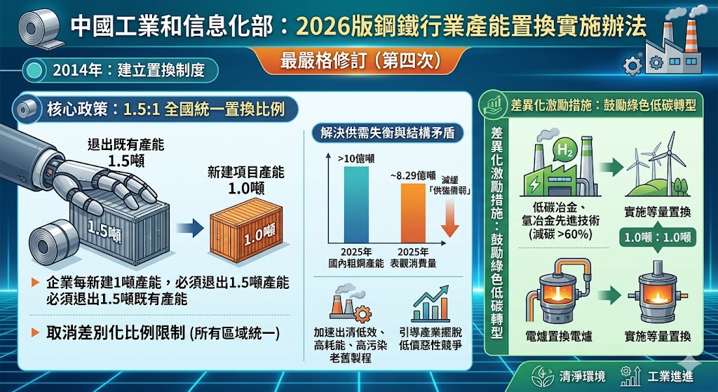 中國發布鋼鐵產能置換新規並激勵低碳冶金